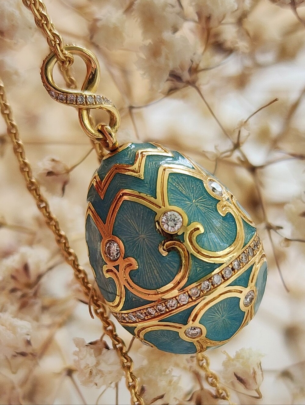 Faberge 18Kt Diamond Egg Necklace